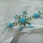 White Cotton Light Blue Floral Embroidery Beach Wraparound Skirt/Top