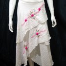 White Cotton Hot Pink Floral Embroidery Beach Wraparound Skirt/Top