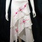 White Cotton Hot Pink Floral Embroidery Beach Wraparound Skirt/Top