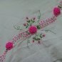 White Cotton Hot Pink Floral Embroidery Beach Wraparound Skirt/Top