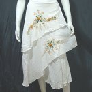 White Cotton Yellow Floral Embroidery Beach Wraparound Skirt/Top