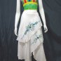 White Cotton Turq Blue Floral Embroidery Resort Wraparound Skirt/Top