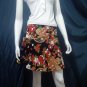 Black Vintage Style Japanese Floral Cotton Short Wraparound Skirt