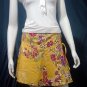 Yellow Vintage Style Japanese Floral Cotton Short Wraparound Skirt