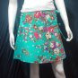 Light Green Vintage Style Japanese Floral Cotton Short Wraparound Skirt
