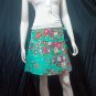 Light Green Vintage Style Japanese Floral Cotton Short Wraparound Skirt