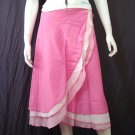 Sweet Pink Tri-layer Knee length Beach Resort Cotton Wrapround skirt / Halter Top