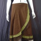 Green Tri-layer Knee length Beach Resort Cotton Wrapround skirt / Halter Top