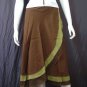 Green Tri-layer Knee length Beach Resort Cotton Wrapround skirt / Halter Top