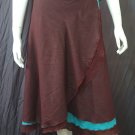 Dark Brown Tri-layer Knee length Beach Resort Cotton Wrapround skirt / Halter Top