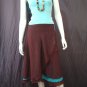 Dark Brown Tri-layer Knee length Beach Resort Cotton Wrapround skirt / Halter Top