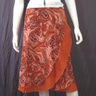 Brown 2-layer Printed Knee length Beach Resort Cotton Wrapround skirt / Halter Top
