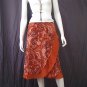 Brown 2-layer Printed Knee length Beach Resort Cotton Wrapround skirt / Halter Top