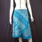 Blue 2-layer Printed Knee length Beach Resort Cotton Wrapround skirt / Halter Top