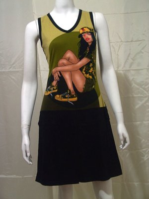 *Army babe* VINTAGE STYLE RETRO DROP WAIST MOD DRESS