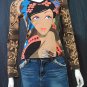 *Karen* VINTAGE ART PRINT FUNKY LONG SLEEVE TOP szM/sz2