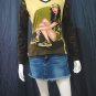 *Army Babe* VINTAGE ART PRINT FUNKY LONG SLEEVE TOP szM/sz2