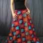 Patchwork Ethnic Graphic Floral Prints Handsewn Beads Cotton Wraparound Long Skirt