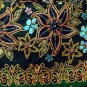Green Batik Floral Print Handsewn Beaded Sequins Long Skirt
