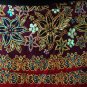 Red Batik Floral Print Handsewn Beaded Sequins Long Skirt