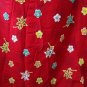 Red Batik Floral Print Handsewn Beaded Sequins Long Skirt