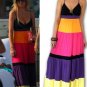 Celebrity Style Ruffles V-neck Colour Block Halter Low Back Maxi Dress