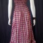 In Style Red Smocked Checks Prints Halter/Tube Maxi Dress