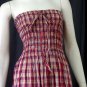 In Style Brown Smocked Checks Prints Halter/Tube Maxi Dress