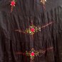 Black 4-tiered Boho Red Floral Embroidery Cotton Drawstring Long Skirt / Tube Dress
