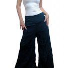 BLACK DOUBLE FOLDOVER COTTON BELLYDANCE LONG PANTS