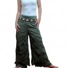 GREEN DOUBLE FOLDOVER COTTON BELLYDANCE LONG PANTS