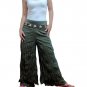 GREEN DOUBLE FOLDOVER COTTON BELLYDANCE LONG PANTS
