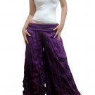 PURPLE DOUBLE FOLDOVER COTTON BELLYDANCE LONG PANTS