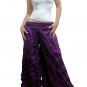 PURPLE DOUBLE FOLDOVER COTTON BELLYDANCE LONG PANTS