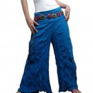 BLUE DOUBLE FOLDOVER COTTON BELLYDANCE LONG PANTS