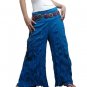 BLUE DOUBLE FOLDOVER COTTON BELLYDANCE LONG PANTS