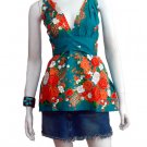 GREEN RUFFLES STRAP V-NECK BABYDOLL TOP