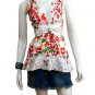 WHITE V-NECK RUFFLES HEMLINE BABYDOLL BLOUSE