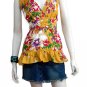 YELLOW V-NECK RUFFLES HEMLINE BABYDOLL BLOUSE