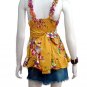 BROWN V-NECK RUFFLES HEMLINE BABYDOLL BLOUSE