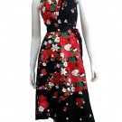 BLACK RUFFLES V-NECK FLORAL HALTER WEDDING WRAP DRESS