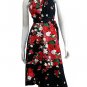 BLACK RUFFLES V-NECK FLORAL HALTER WEDDING WRAP DRESS