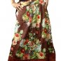 Brown Cotton Floral Long Skirt