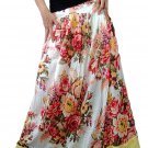 White Cotton Floral Long Skirt