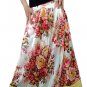 White Cotton Floral Long Skirt