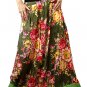 Green Cotton Floral Long Skirt