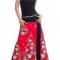 Pink Japanese floral Cotton Wraparound Long Skirt