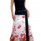 Pure White Japanese floral Cotton Wraparound Long Skirt