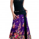Romantic Purple Japanese floral Cotton Wraparound Long Skirt