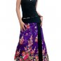Romantic Purple Japanese floral Cotton Wraparound Long Skirt